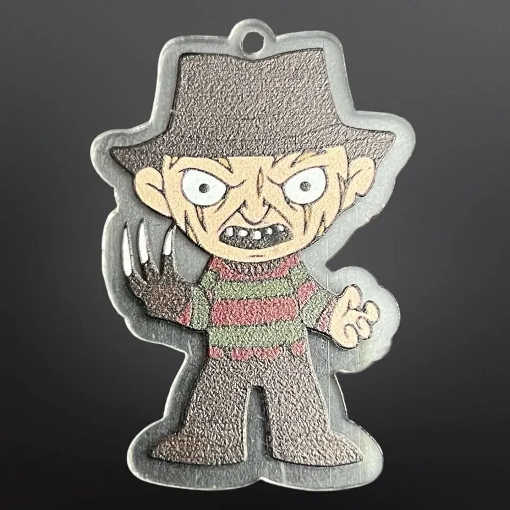 Halloween Freddy Kruger Plastic Color Key Chain Charm 1.5” B6